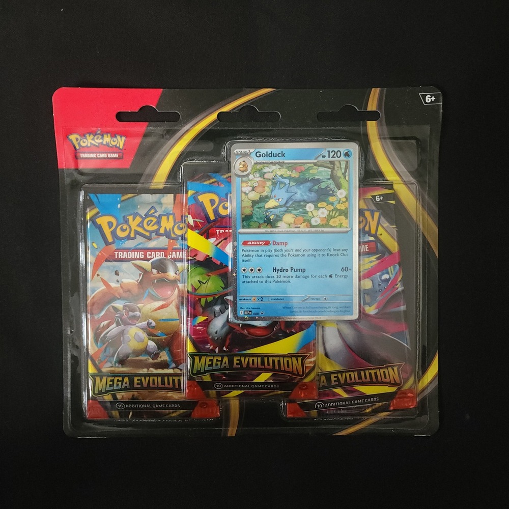 Pokemon TCG Mega Evolution 3-Pack Blister Golduck Promo Card